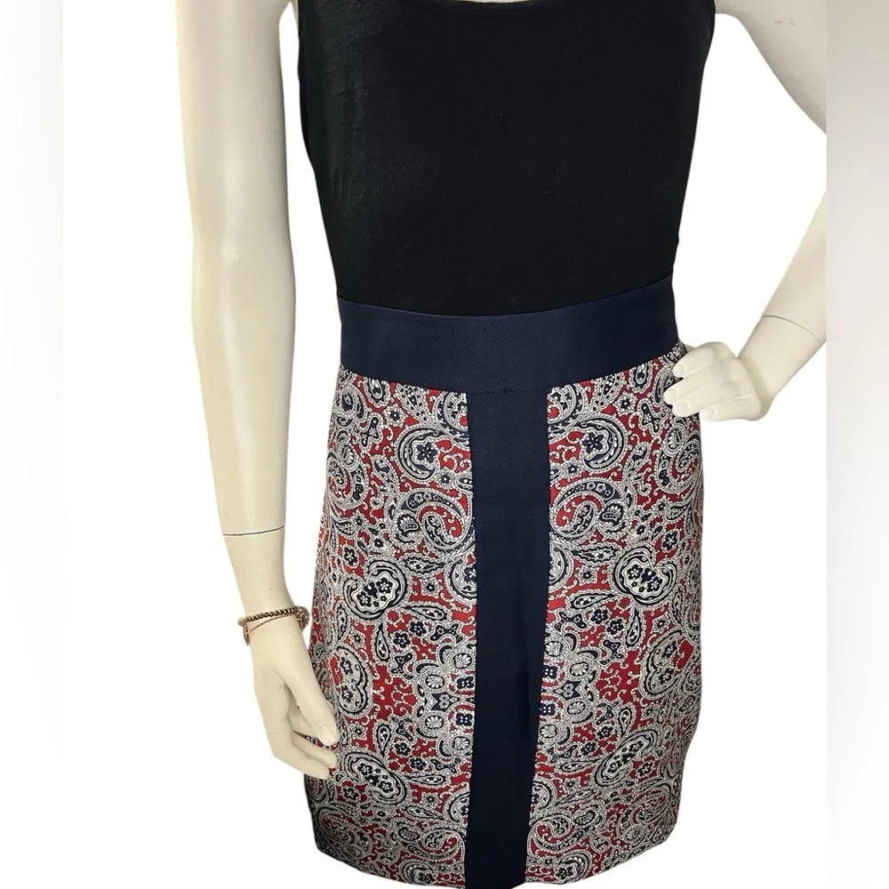 Brooks Brothers Silk Navy and Red Paisley Print Skirt Corpcore Office Luxury - Picture 2 of 9